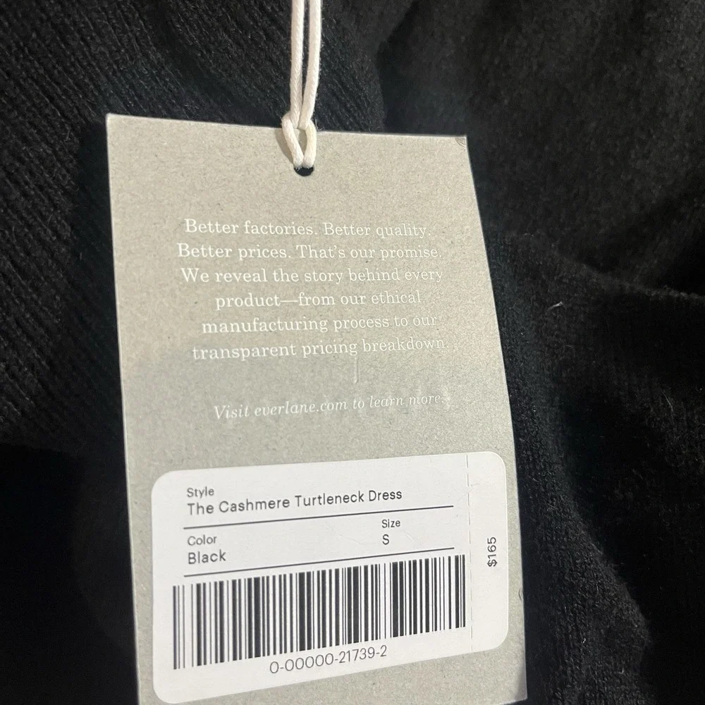 EVERLANE Cashmere Turtleneck Sweater Dress Black Small New W/Tag Retail $165 - Picture 3 of 10